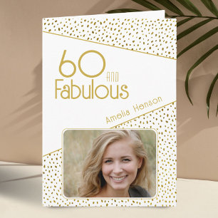 Carte 60 ans et Fabuleux Paillettes Dorées Photo 60e Ann