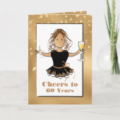 Carte 60 ans pour sa fille Étincelle 60e anniversaire (Devant)