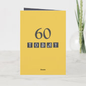 Carte 60 aujourd'hui gris jaune 60e anniversaire (Dos)