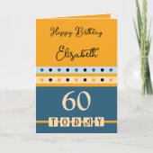 Carte 60 aujourd'hui orange bleu 60e anniversaire (Devant)