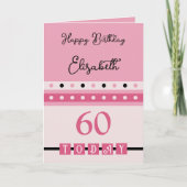 Carte 60 aujourd'hui rose noir 60e anniversaire (Devant)