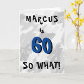 Carte 60 comme ça, Funny Quota et nom Blue 60e Birthday (Fleur jaune)