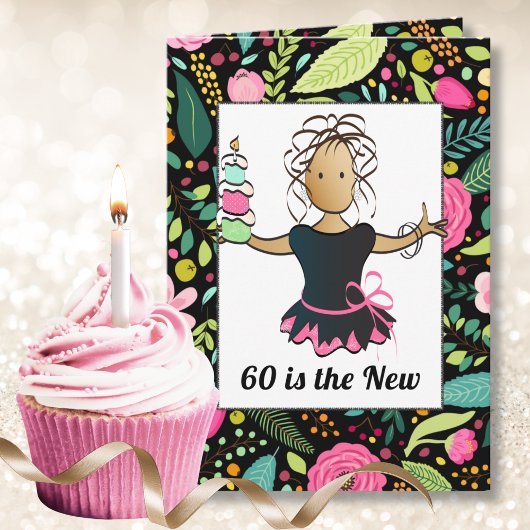 Carte 60 et Fabulous Bold Female Cartoon Anniversaire