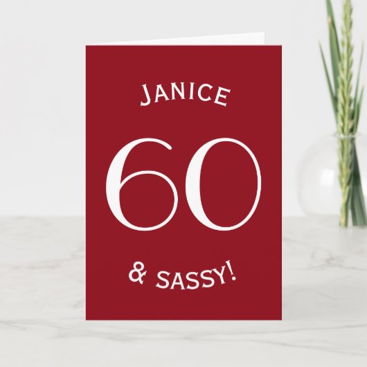 Carte 60 et Sassy Simple Style Couleur personnalisée A04 (Devant)