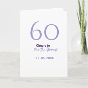 Carte 60 & fabuleux anniversaire violet gras nom date st