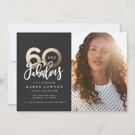 Carte 60 or faire 60 look beau photo anniversaire (Devant)