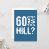Carte 60 Où Est La Colline Funny 60e Anniversaire BLUE01 (Devant/Arrière en situation)