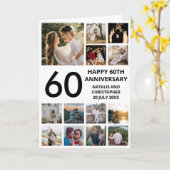 Carte 60e anniversaire 13 Photo Collage noir et blanc (Fleur jaune)