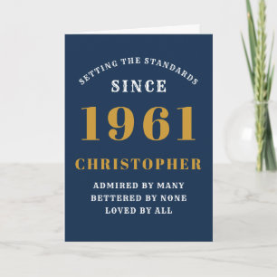 Carte 60e anniversaire 1961 Blue Gold Hommes personnalis