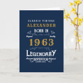 Carte 60e anniversaire 1963 Salutation de légende bleue  (Fleur jaune)