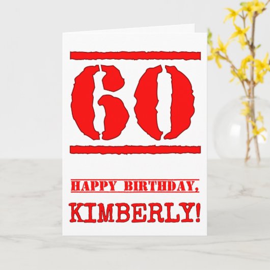 Carte 60e anniversaire : Amusant, Timbre en caoutchouc r (Fleur jaune)