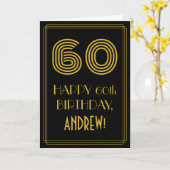 Carte 60e anniversaire : Art Déco Inspiré Look "60" & No (Fleur jaune)