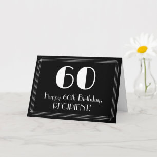 Carte 60e anniversaire ~ Art Déco Inspiré Look "60", Nom