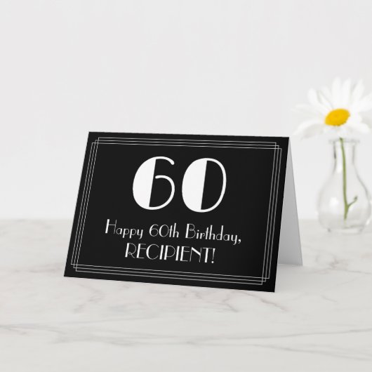 Carte 60e anniversaire ~ Art Déco Inspiré Look "60", Nom (Petite plante)