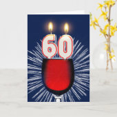 Carte 60e anniversaire avec vin et bougies (Fleur jaune)