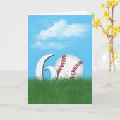 Carte 60e Anniversaire Baseball En Herbe Verte (Fleur jaune)