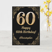 Carte 60e anniversaire Black and Gold Parties scintillan (Fleur jaune)