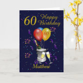 Carte 60e anniversaire Célébration Marine Gold (Fleur jaune)