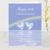 Carte 60e anniversaire Coeurs de diamants (Fleur jaune)