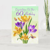 Carte 60e anniversaire Crocus jaune et violet (Devant)