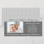 Carte 60e anniversaire de diamant avec photo de couple (Devant / Derrière)