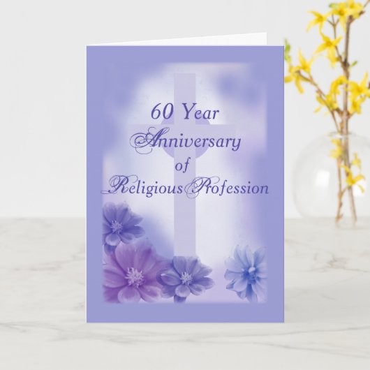 Carte 60e anniversaire de la profession religieuse, Nun (Fleur jaune)
