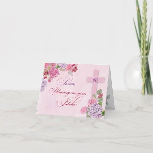 Carte 60e anniversaire de la vie religieuse Nonne cathol (Devant)