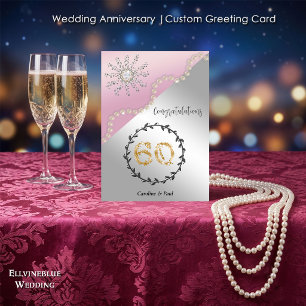Carte 60e anniversaire de mariage Diamants et perles c