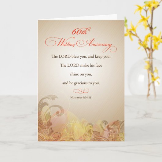 Carte 60e anniversaire de mariage, Dieu bénisse (Fleur jaune)