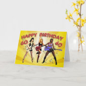 Carte 60e anniversaire de Rockin avec un groupe de fille (Fleur jaune)
