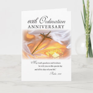 Carte 60e anniversaire d'ordination, bougie croisée
