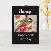 Carte 60e anniversaire Doux Fleur de poulet aquarelle (Fleur jaune)