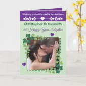 Carte 60e Anniversaire du diamant photo vert violet (Fleur jaune)