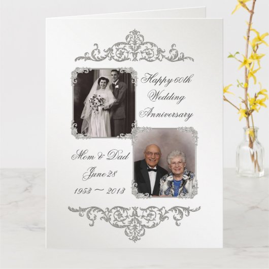 Carte 60e anniversaire du Mariage diamant 8,5 x 11 Photo (Fleur jaune)