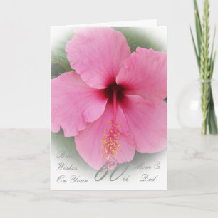 Carte 60e anniversaire du Mariage Hibiscus rose