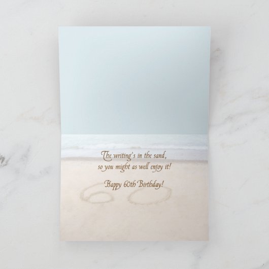 Carte 60e anniversaire Ecriture dans Sand Seashore (Intérieur)