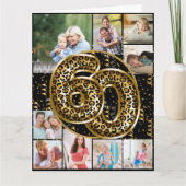 Carte 60e anniversaire Empreinte de léopard Ballons d'or (Devant)