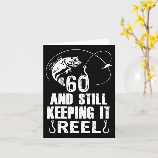 Carte 60e anniversaire et toujours à garder la pêche Ree (Fleur jaune)