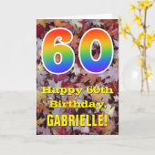 Carte 60e anniversaire; feuilles d'automne rustiques; ar (Fleur jaune)