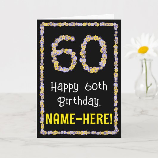 Carte 60e anniversaire : Floral Flowers Numéro, Nom pers (Petite plante)