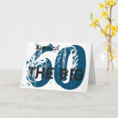 Carte 60e anniversaire, frère, bleu, noir, blanc. (Fleur jaune)