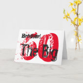 Carte 60e anniversaire, frère, rouge, texte noir sur bla (Fleur jaune)