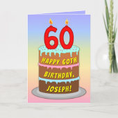 Carte 60e anniversaire — Fun Cake & Candles, avec nom pe (Devant)