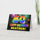 Carte 60e anniversaire : Gras, Amusants, Feu d'artifice, (Devant)