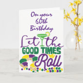 Carte "60e ANNIVERSAIRE" LAISSER LES BONS TEMPS ROULER (Fleur jaune)