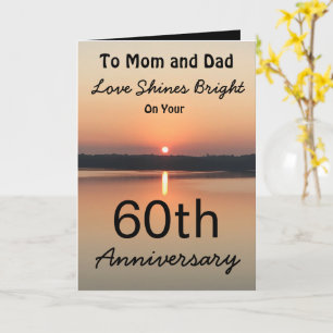 Carte 60e Anniversaire Maman Papa Amour Brille Coucher d