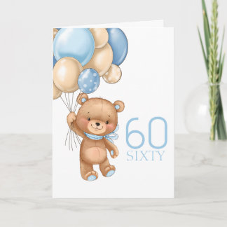 Carte 60e anniversaire mignon ballons bleu garçon petite