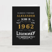 Carte 60e anniversaire Né 1962 Vintage Black Gold (Devant)