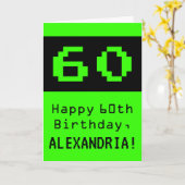 Carte 60e anniversaire : Nerdy / Geeky Style "60" et nom (Fleur jaune)