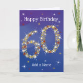 Carte 60e anniversaire - Nombre d'étoiles - Bleu - 60 an (Devant)